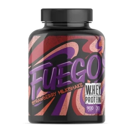 FUEGO Whey Protein 900g Strawberry Milkshake