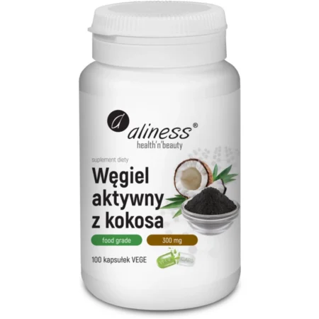 Aliness Węgiel Aktywny z Kokosa 300mg - 100vkaps.